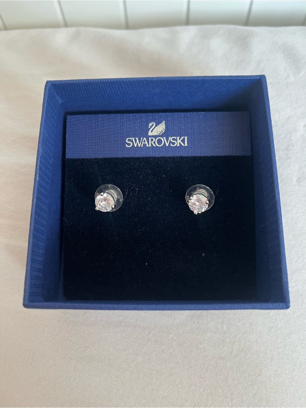 Swarovski White Crystal Round Stud Earrings